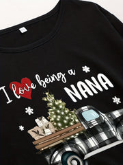 Christmas Casual Dress Women's Plus Plaid Car & Snowflake Long Sleeve