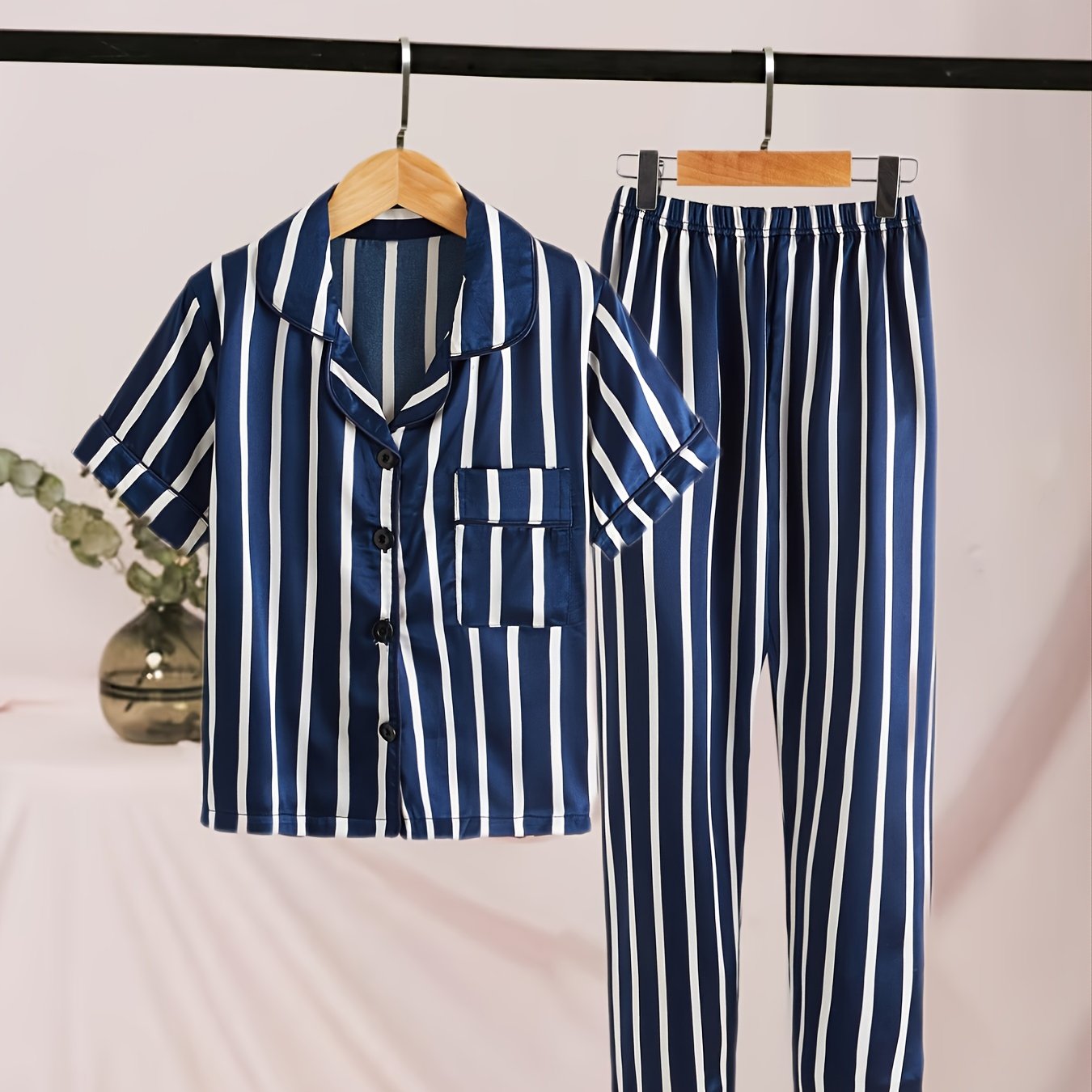 2pcs Toddler Girls PJ Set Casual Collar Sleeve Pants Pajama Set