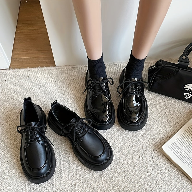 Women's Platform Loafers Lace Up Casual Shoes