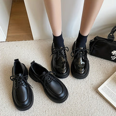 Women's Platform Loafers Lace Up Casual Shoes