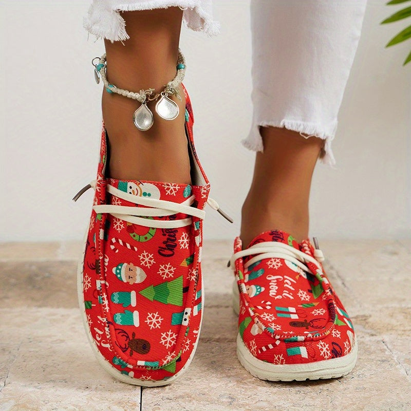 Christmas Print Slip On Skate Shoes Soft Comfortable Lightweight Sneakers