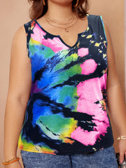 Tie Dye Tank Top with Notched Neck