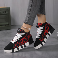 Graffiti Pattern High Top Flat Heighten Skate Shoes