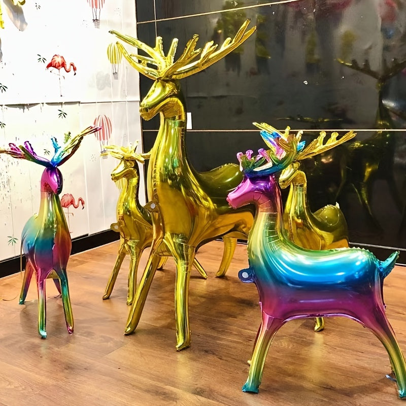 2pcs Christmas Elk Shaped Balloon Foil Balloon Christmas Carnival Decoration