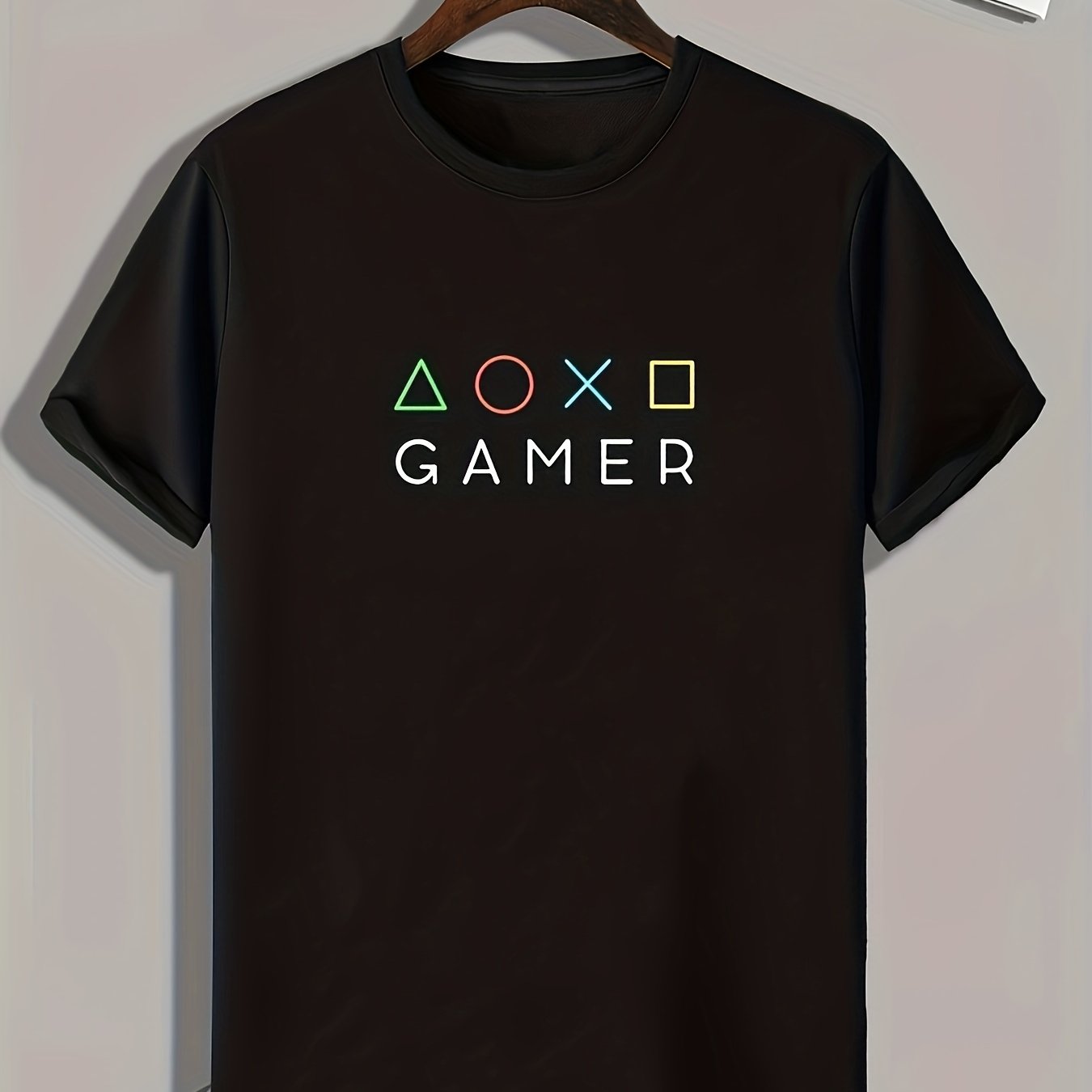 Geometry GAMER Print Men's Graphic T shirt Casual Comfy Tees