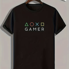 Geometry GAMER Print Men's Graphic T shirt Casual Comfy Tees