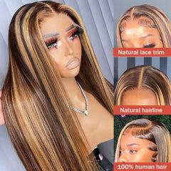 27 Colored Straight Hair Wigs 13x4 Lace Front Human Hair Ombre Lace Frontal Wigs