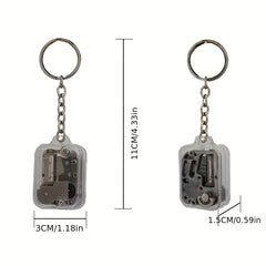 Mini Music Box Keyring Acrylic Travel Key Ring Purse Backpack Charm Gift
