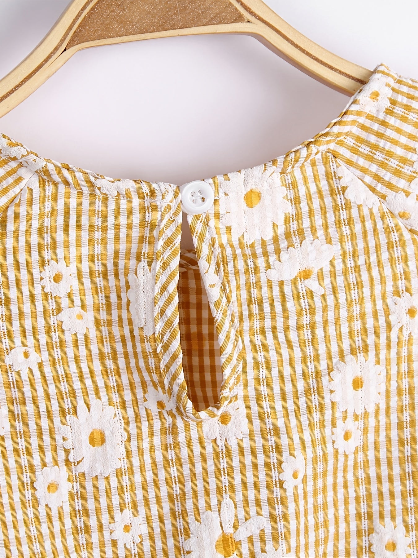 Girls Daisy Floral Print Peplum Top Short Sleeve Vacation Kid Gift