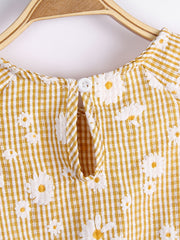 Girls Daisy Floral Print Peplum Top Short Sleeve Vacation Kid Gift