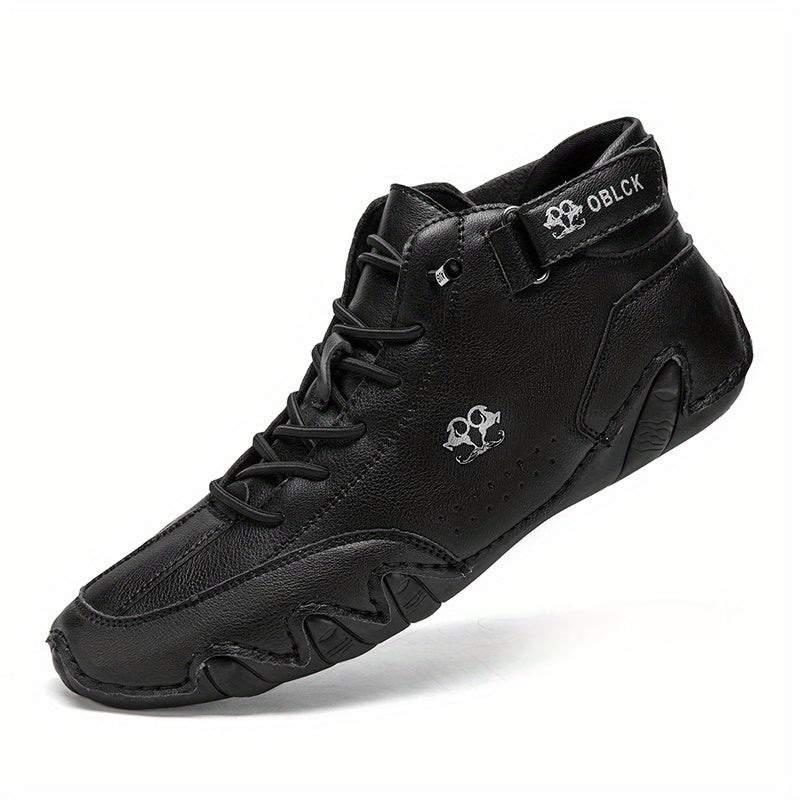 Men's Lace up Boots Casual Walking Shoes Velcro Closure