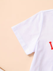 2pcs Girls LOS ANGELES Graphic Tee & Pleated Skirt Set Kids Summer Clothes