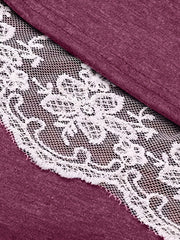 Casual Dress Women's Plus Contrast Lace Trim Short Sleeve Round Neck