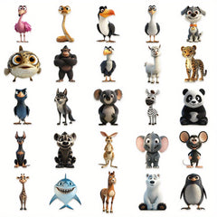 50pcs Animal Stickers Vintage Decals for DIY Luggage & Party Doodle Art