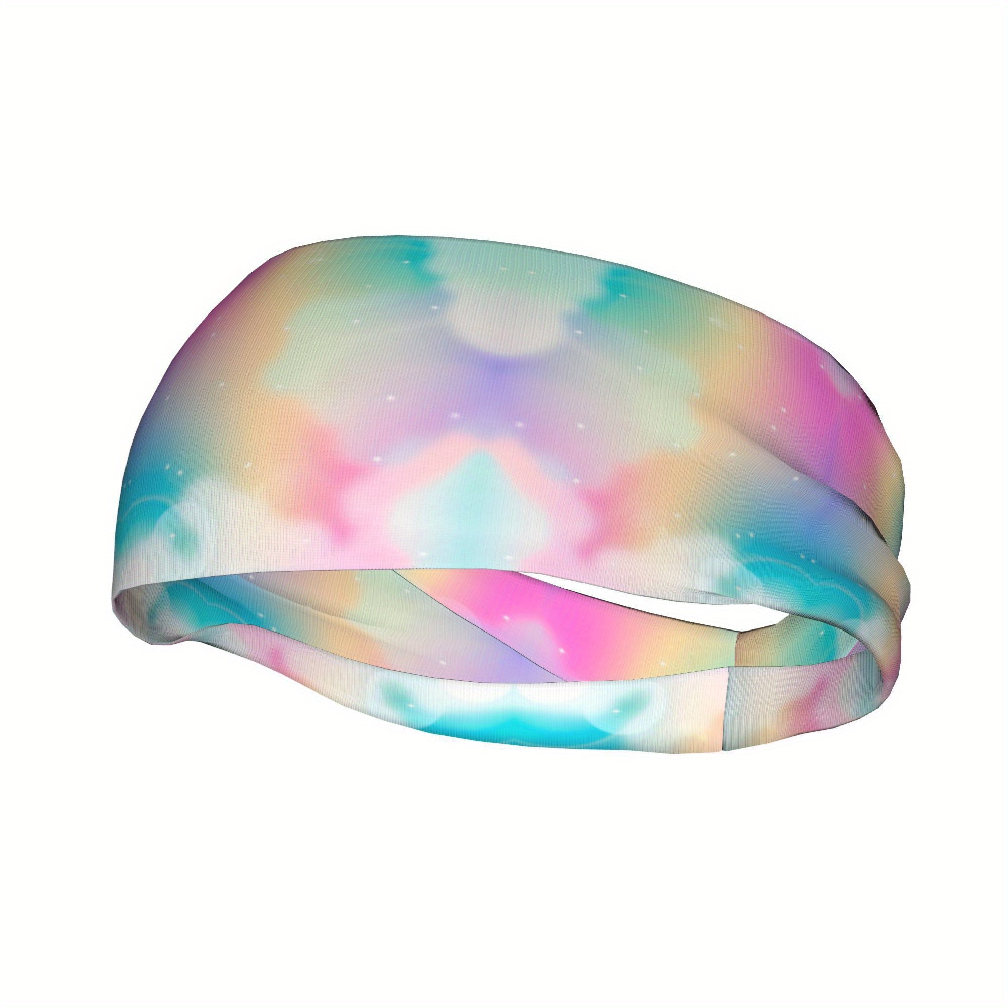 Pastel Rainbow Headband Non Slip Hairband Iridescent Purple Pink Green Teal