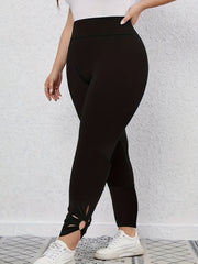Sporty Plus Size Cut Out Tummy Control Yoga Leggings