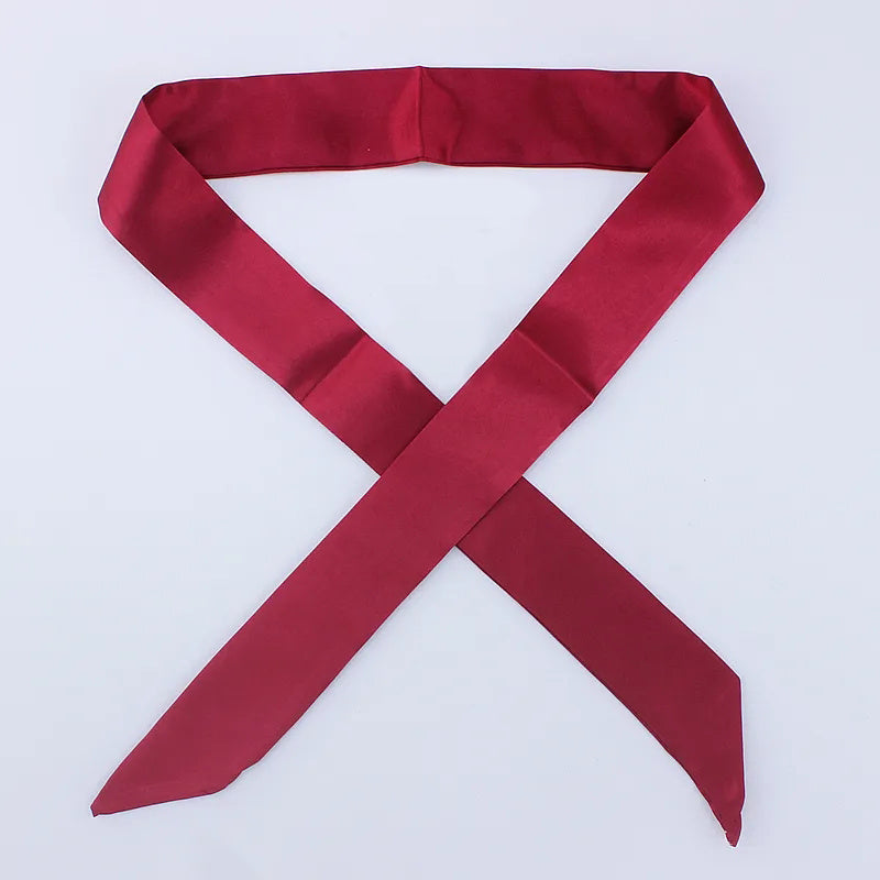 Solid Long Scarf Silk Neckerchief Handbag Handle Wrap