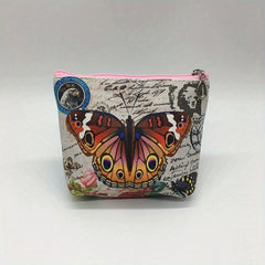 Cartoon Butterfly Pattern Zipper Coin Purse Small Storage Bag Key Bag