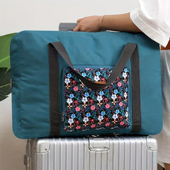Flower Pattern Tote Canvas Luggage Weekender Bag
