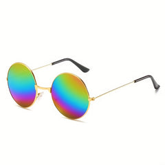 Round Frame Steampunk Metal Driving Sunglasses UV400 Women