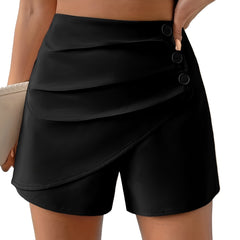 High Waist Button Detail Casual Shorts