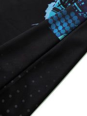 Men's Doodles Print V Neck Tee Spring Fall Outdoor
