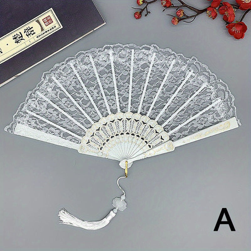 Retro Style Lace Orchid Folding Fan Dance Photography Props