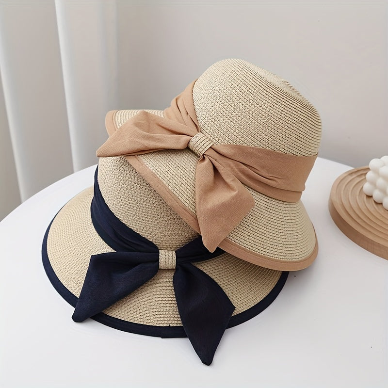 Foldable Bucket Hat for Women Sun Protection Straw Travel Beach Hats