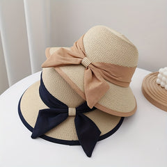 Foldable Bucket Hat for Women Sun Protection Straw Travel Beach Hats