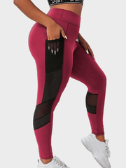 Mesh High Rise Pipping Leggings With Pockets