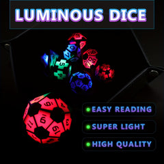 7pcs Strobe LED Rechargeable Dice Set w/ Charging Case - 3 Colors