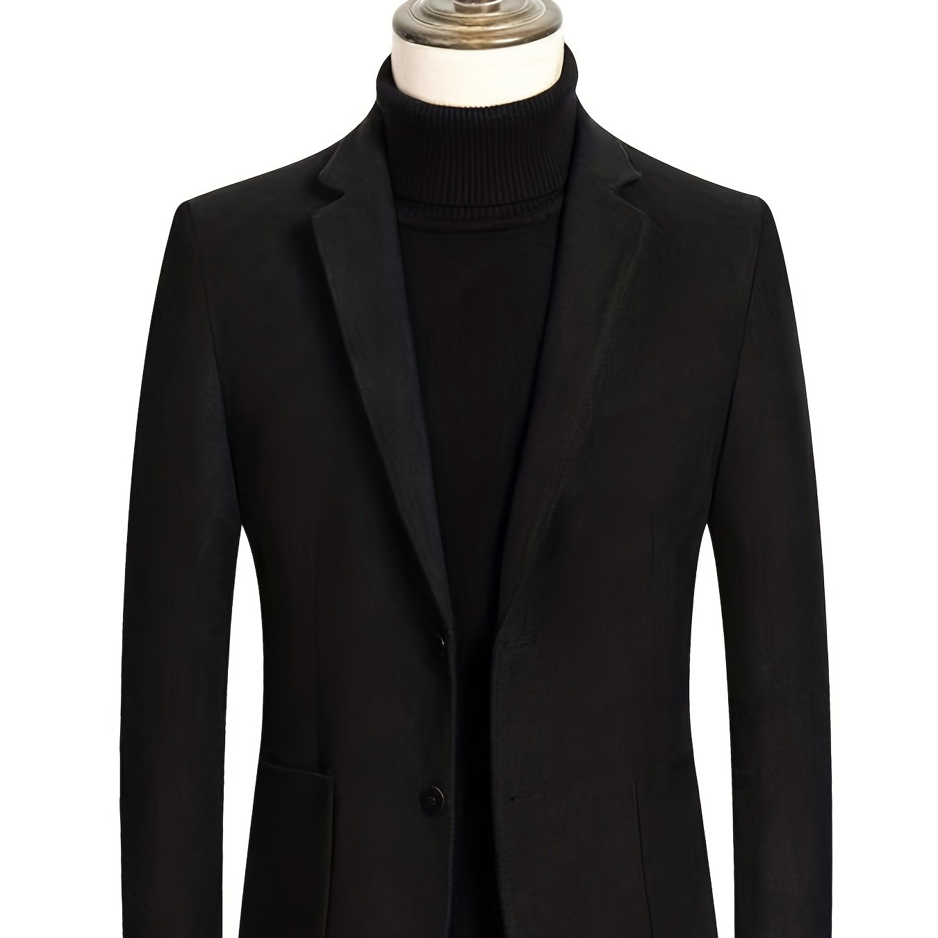 Men's Woolen Blazer Solid Lapel Sports Coat Spring Fall Business