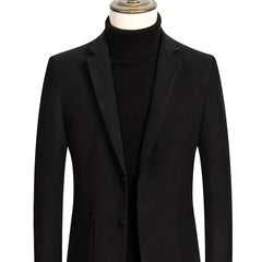 Men's Woolen Blazer Solid Lapel Sports Coat Spring Fall Business