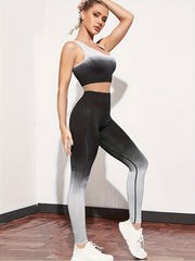 2pcs Ombre Yoga Sports Bra & Leggings Set High Elastic Seamless Activewear