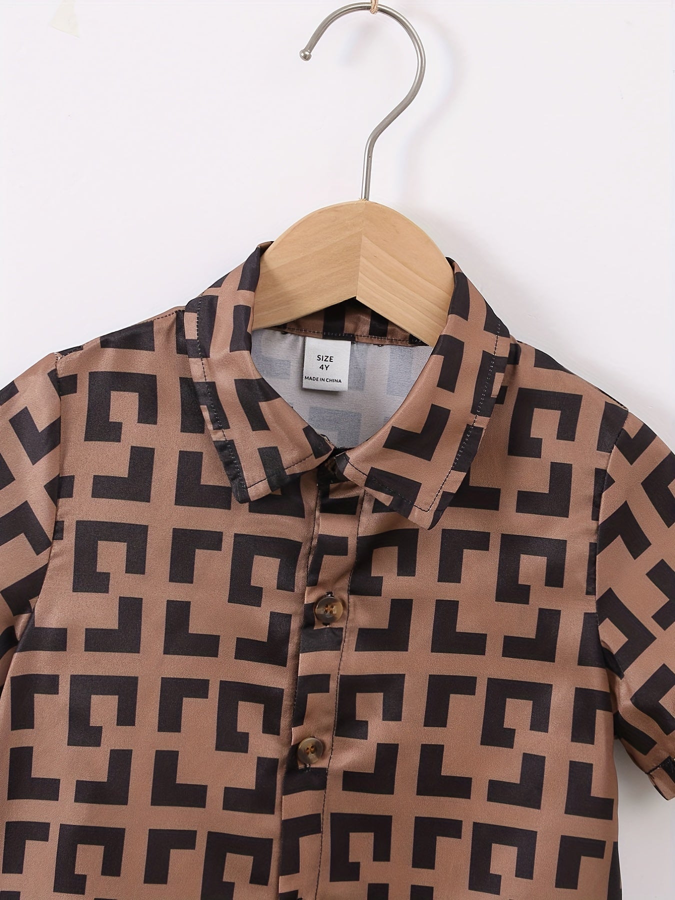 Boys Geometric Pattern Shirt & Shorts Set for Summer