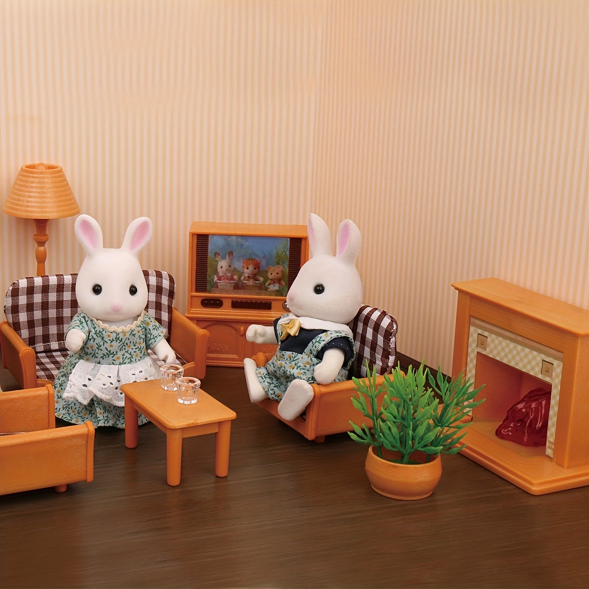 Forest Animal Family Doll House Furniture Mini Toy Set