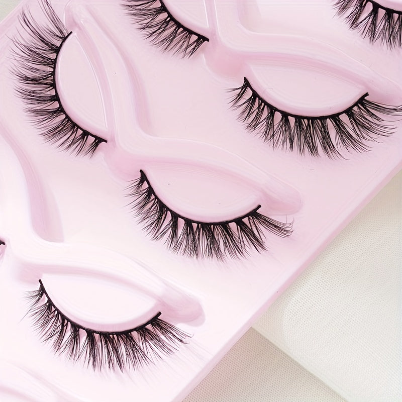 5 Pairs Fishtail Eyelashes 15mm Cat Eye Look Extension For Party