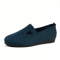 Women's Cut out Flat Shoes Knitted Slip On Low Top Casual Walking Flats