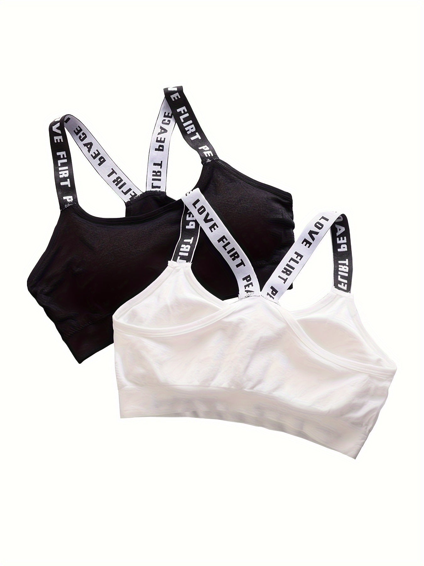 2pcs Wireless Bras Letter Print Comfy Intimates Women's Lingerie