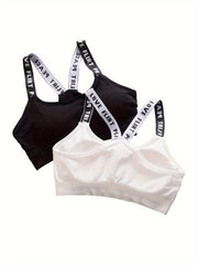 2pcs Wireless Bras Letter Print Comfy Intimates Women's Lingerie