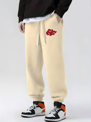 Anime Cloud Print Drawstring Sweatpants Loose Fit Pants Men Spring Autumn