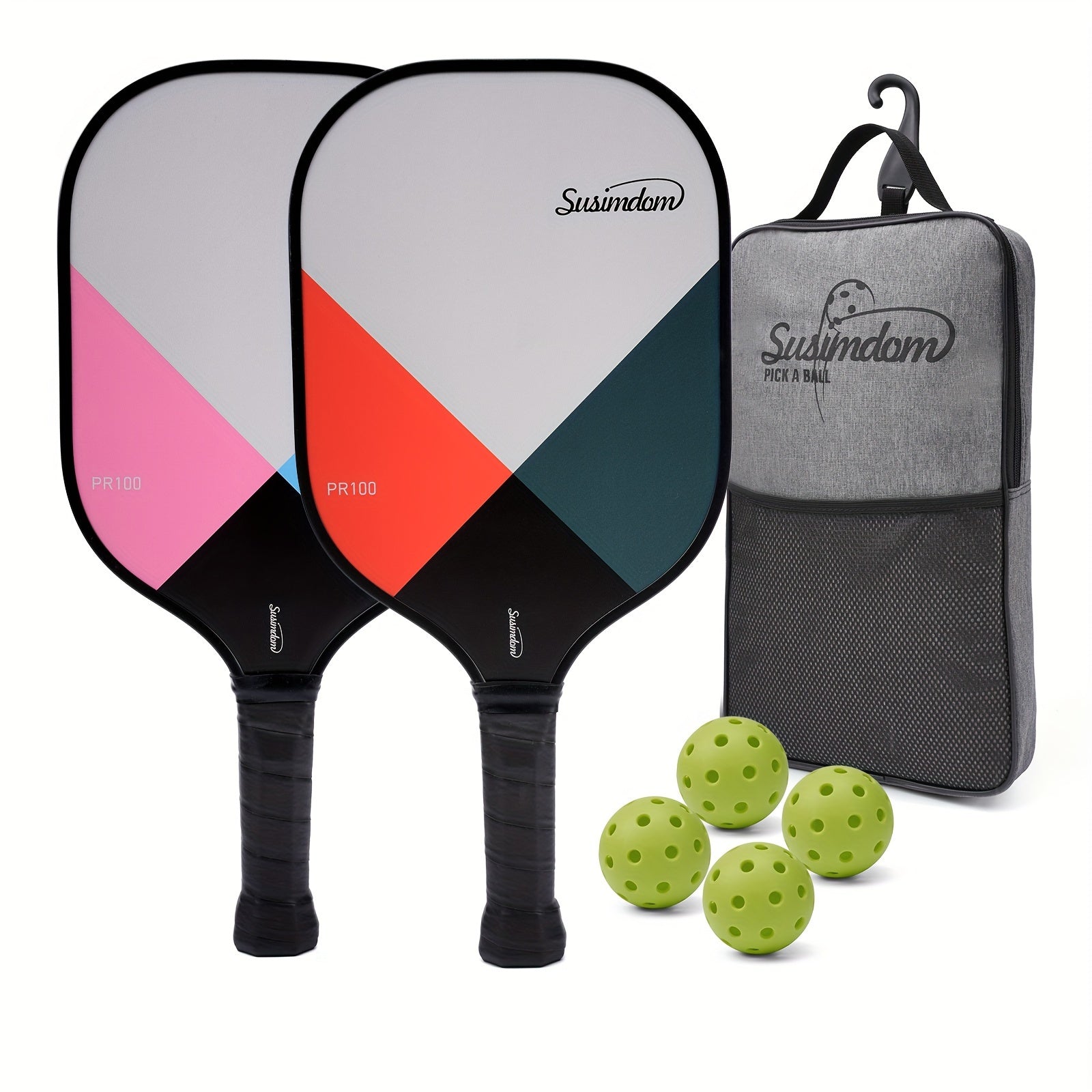 Pickleball Paddle Set 2pcs Racket 4pcs Ball Bag 1pc