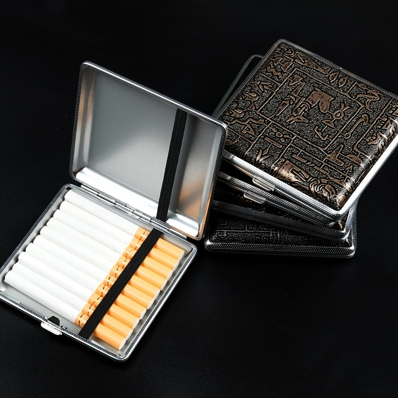 Leather Cigarette Case 20 Packs Men's Storage Box Windproof Cigarette Case