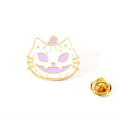 Enamel Pumpkin Cat Retro Halloween Brooch Funny Pin Jewelry