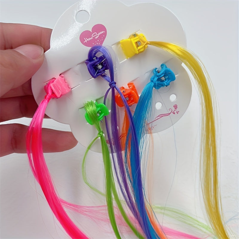 Colorful Wigs with Claw Clips for Girls Dress Up
