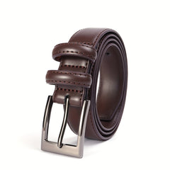 Coffee Leather Men's Belt Single Pin Buckle