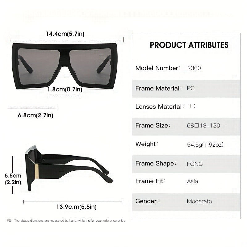 Oversized Gradient Sunglasses UV400 for Summer Beach Party