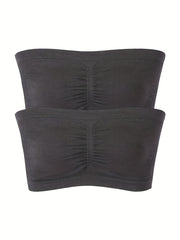 2 Pack Plus Size Tube Bra Set High Stretch Strapless