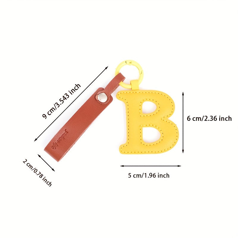 Creative English Letter Keychain PU Leather Pendant Bag Ornament
