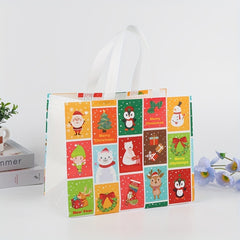 6pcs Printed Christmas Gift Bags Non woven Christmas Tote Bags With Handles